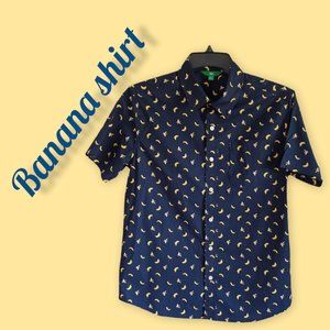 BANANA shirt • Small short sleeve shirt by DIP navy blue fruit foodie chef men's